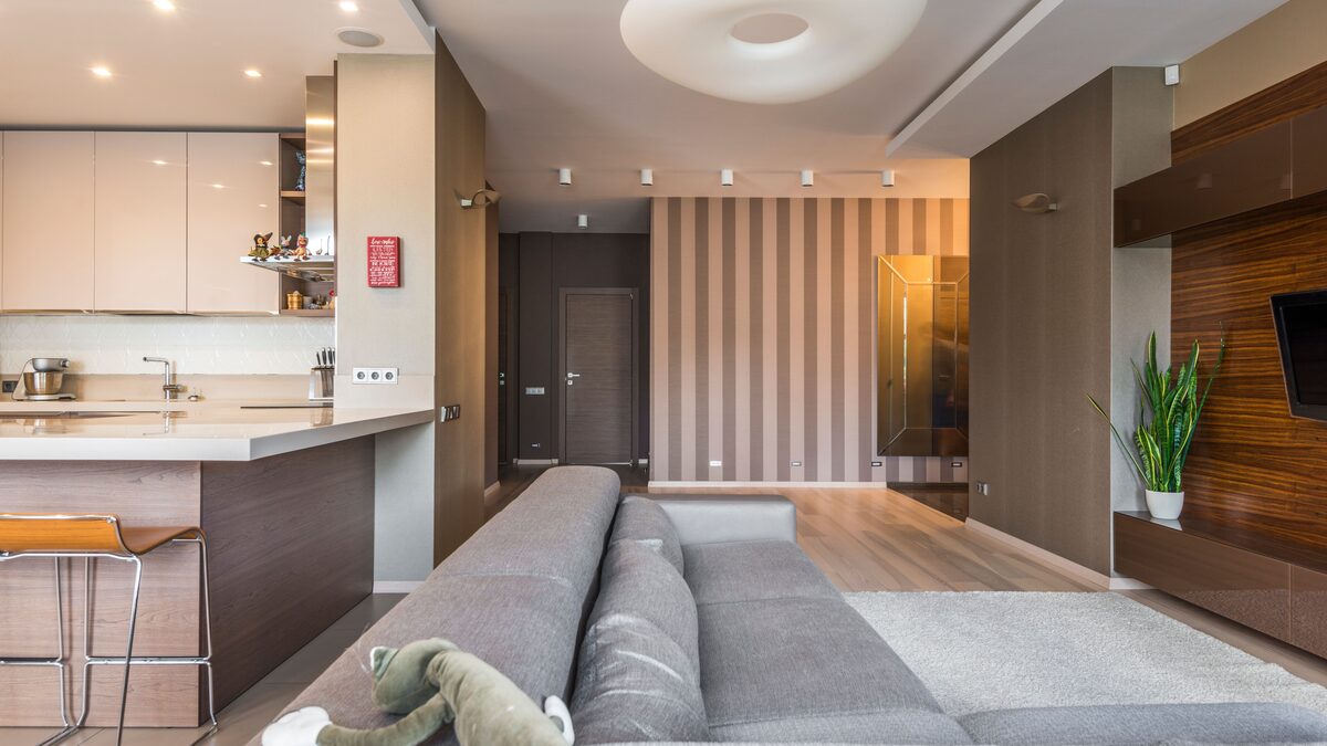 a spacious modern living room in a bright home