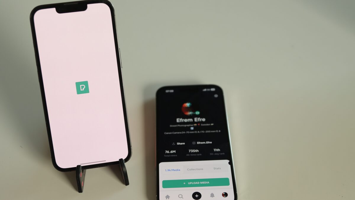 Two smartphones side by side, each showing a different music creation app